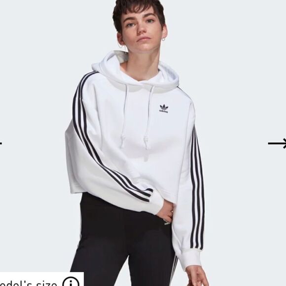 Adidas Original Three Stripe Cropped Hoodie! - Picture 1 of 10